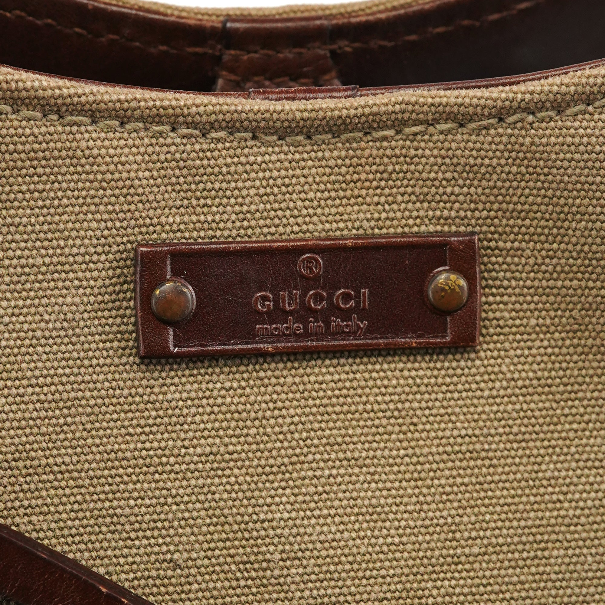 2003 Khaki Canvas Bamboo Shoulder Bag