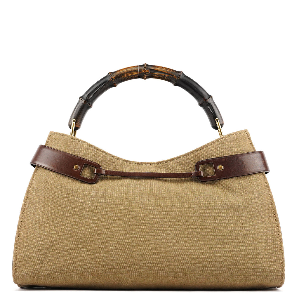 2003 Khaki Canvas Bamboo Shoulder Bag