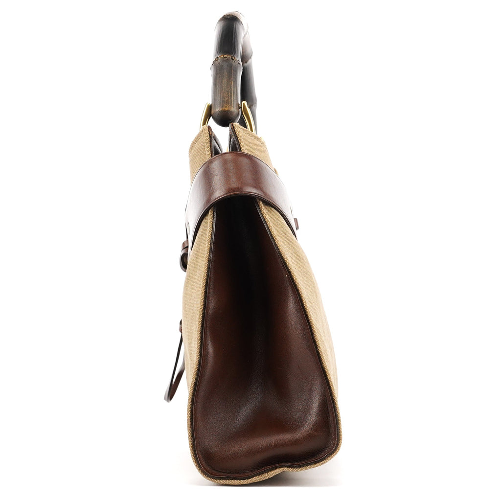 2003 Khaki Canvas Bamboo Shoulder Bag