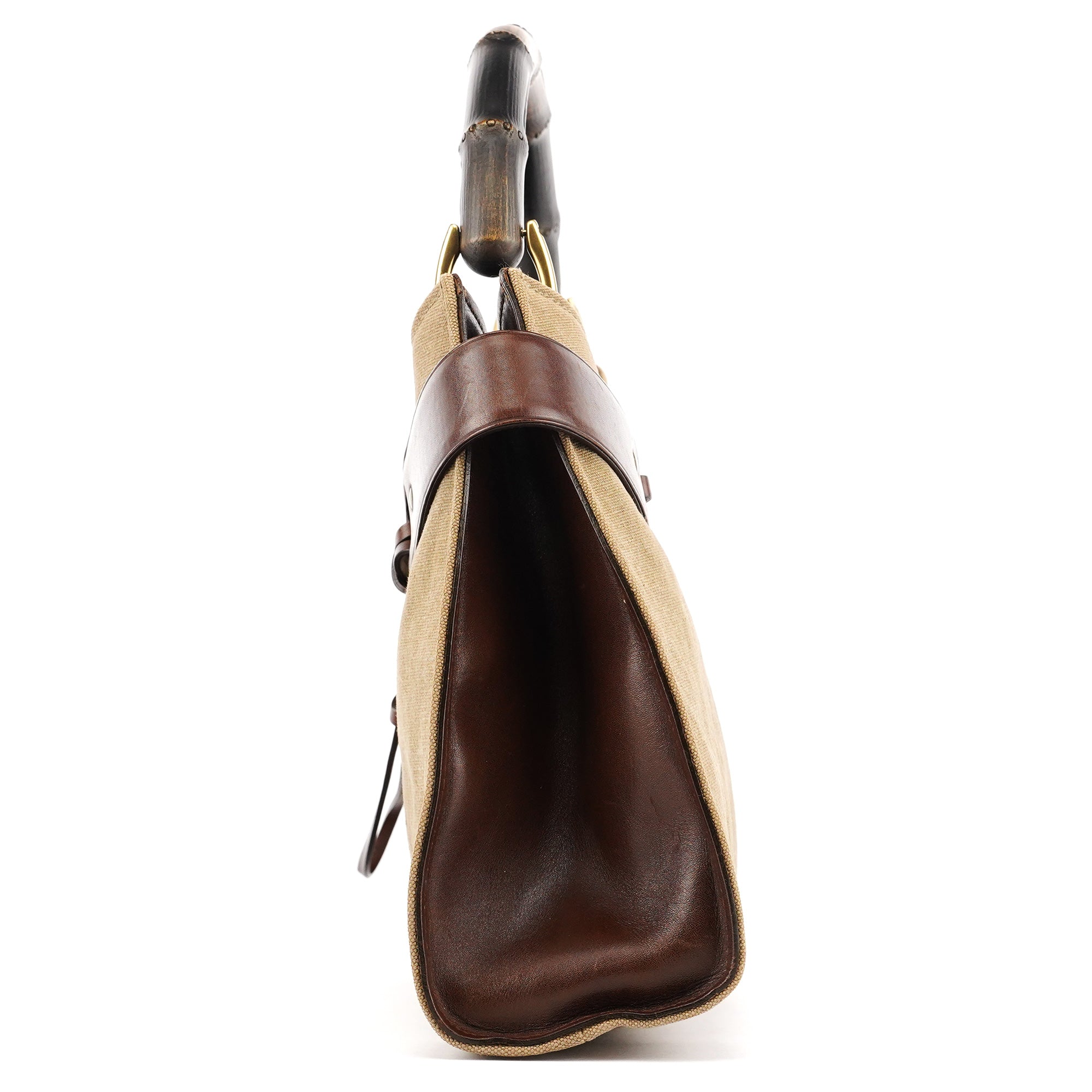 2003 Khaki Canvas Bamboo Shoulder Bag
