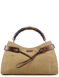 2003 Khaki Canvas Bamboo Shoulder Bag