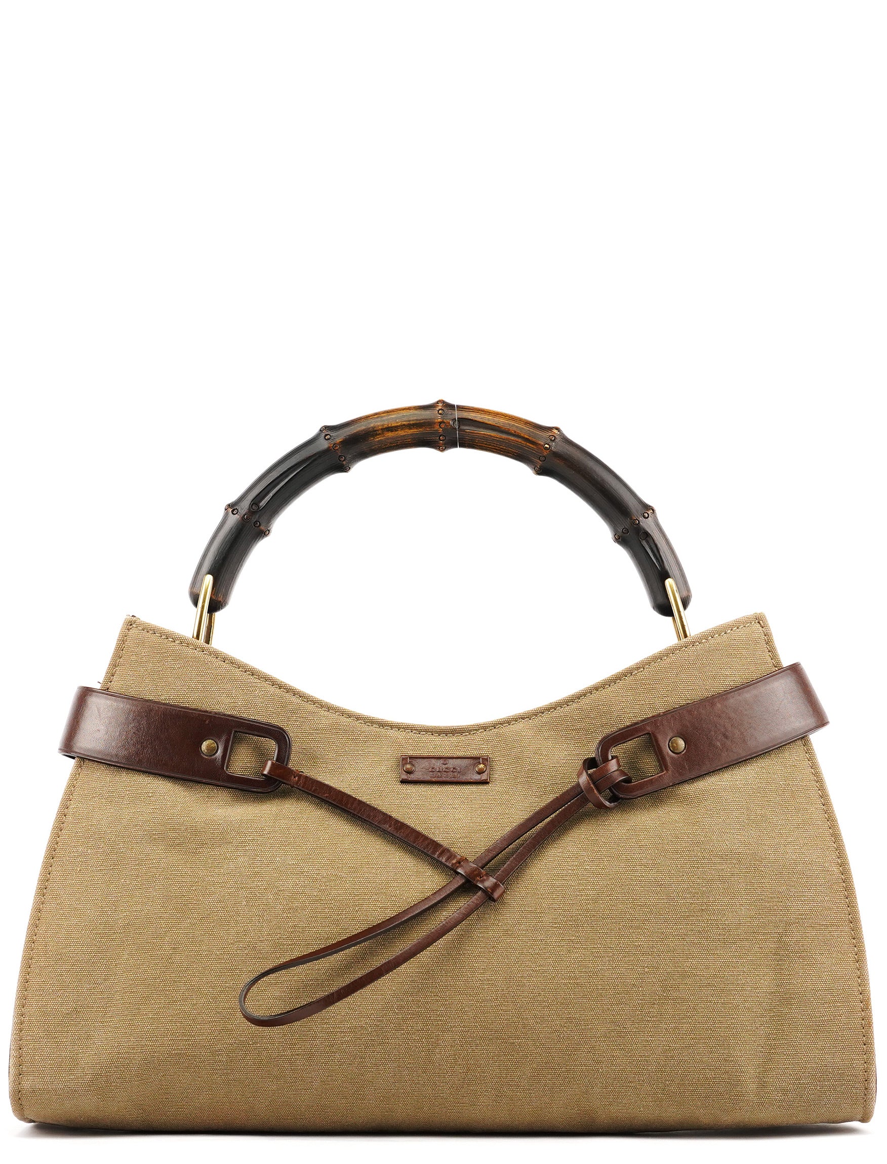 2003 Khaki Canvas Bamboo Shoulder Bag
