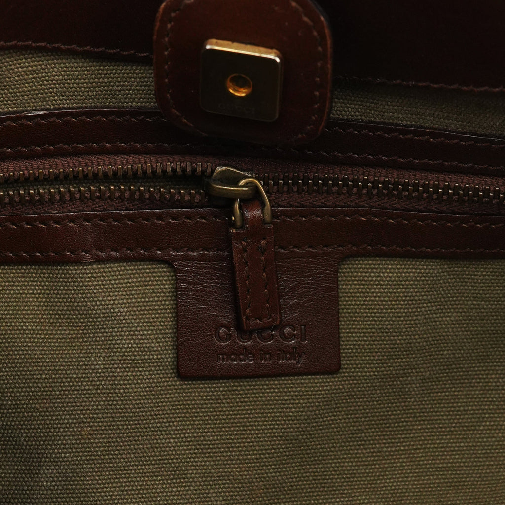 2003 Khaki Canvas Bamboo Shoulder Bag