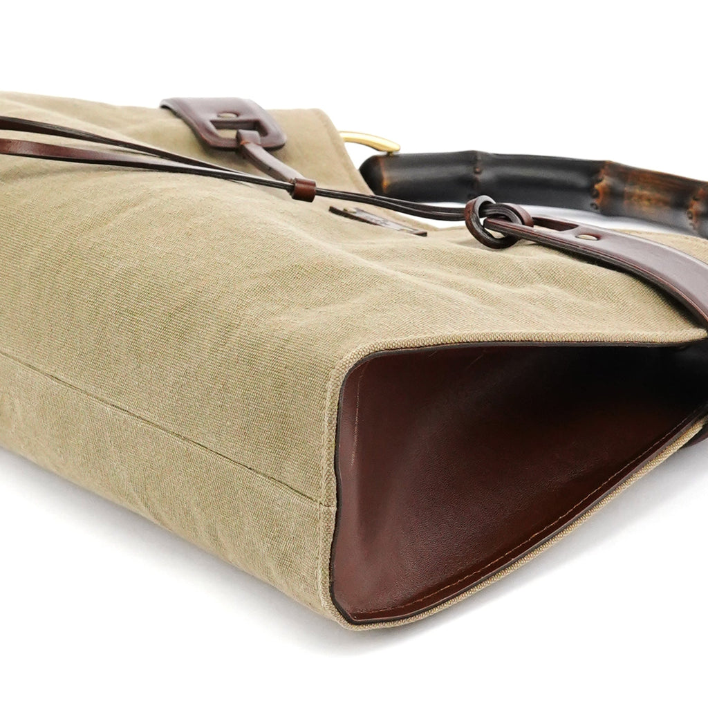 2003 Khaki Canvas Bamboo Shoulder Bag