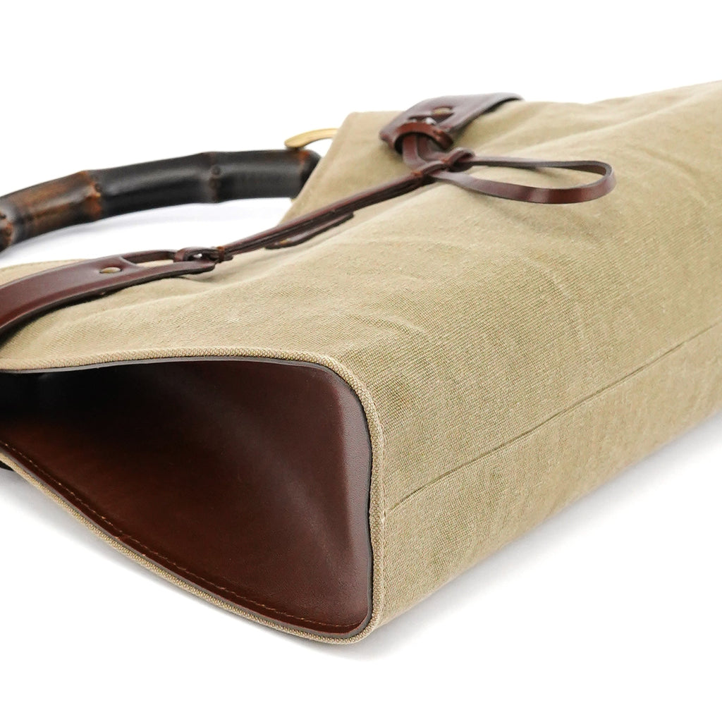 2003 Khaki Canvas Bamboo Shoulder Bag