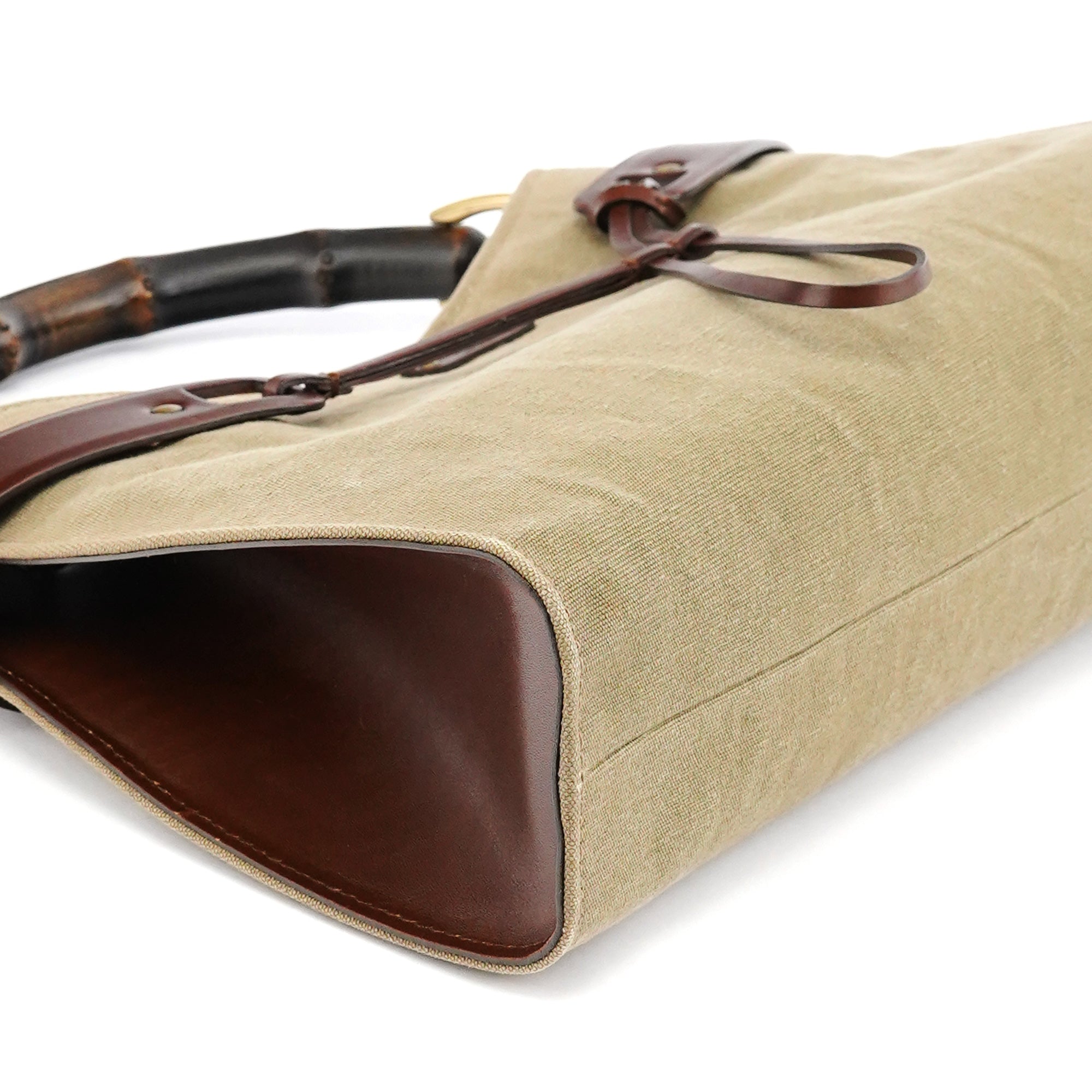 2003 Khaki Canvas Bamboo Shoulder Bag