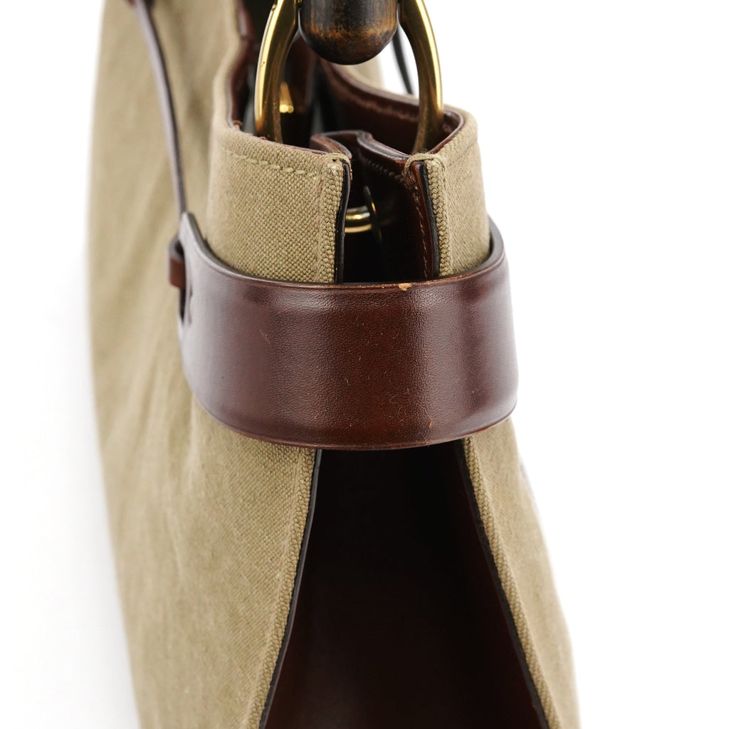 2003 Khaki Canvas Bamboo Shoulder Bag
