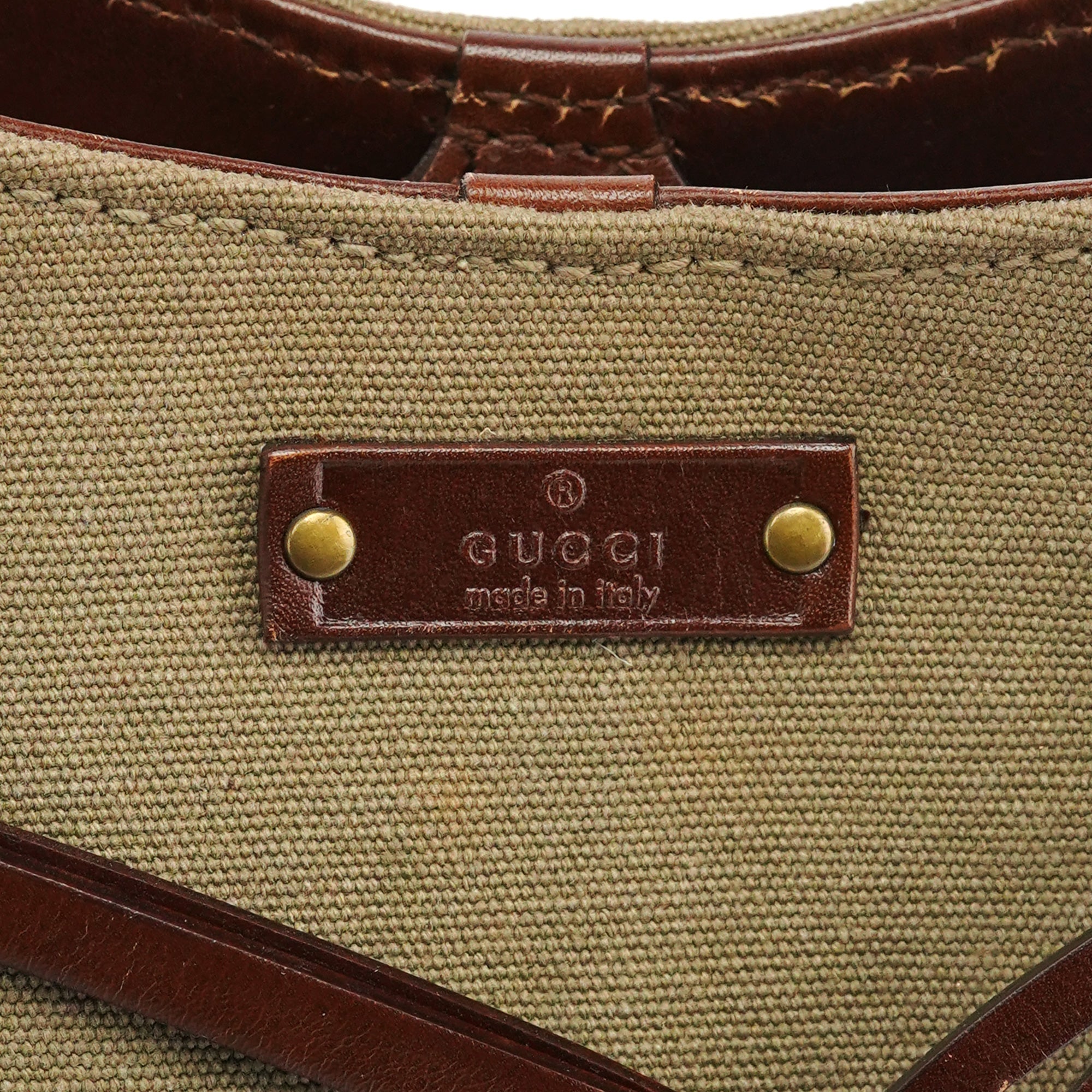 2003 Khaki Canvas Bamboo Shoulder Bag