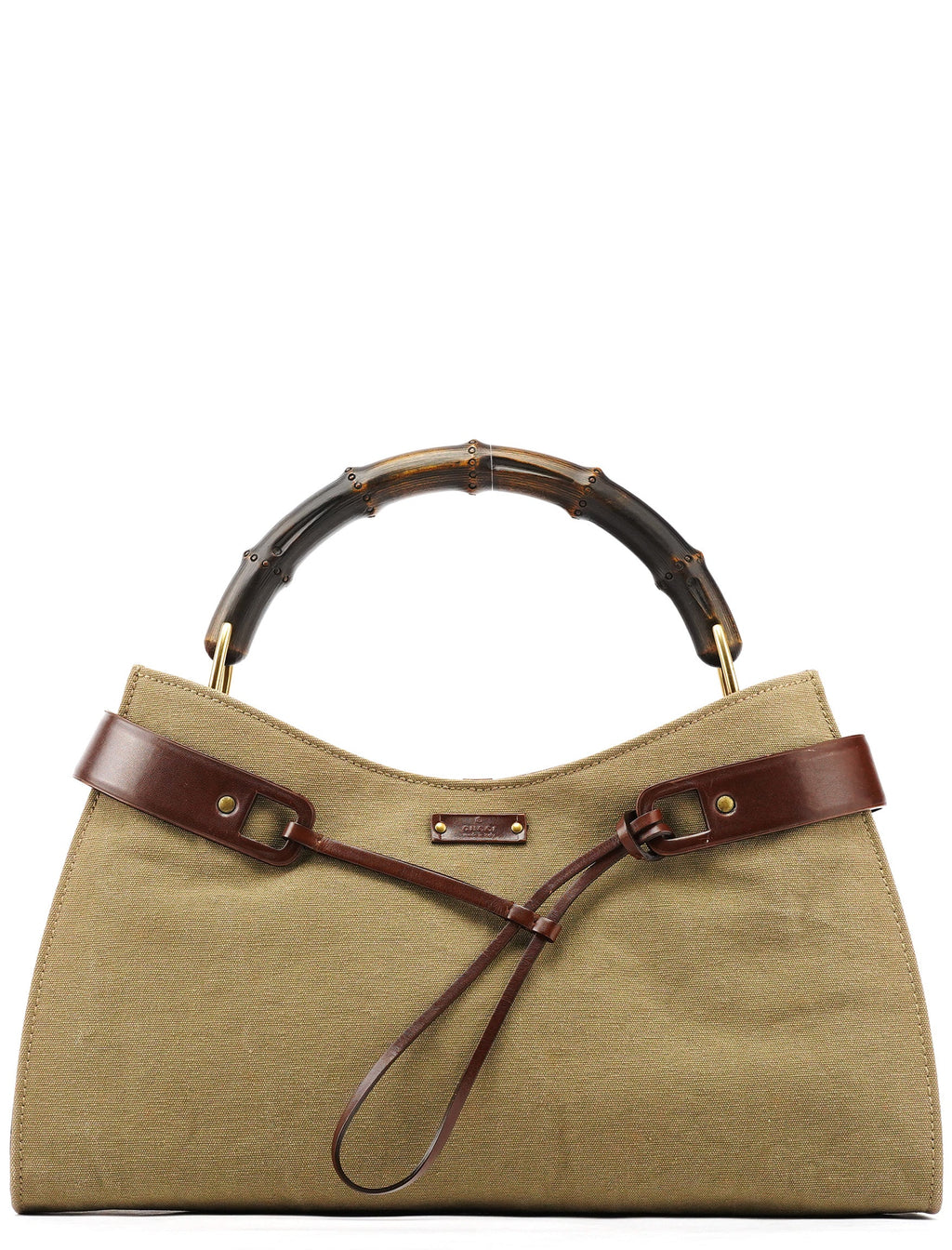 2003 Khaki Canvas Bamboo Shoulder Bag
