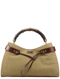 2003 Khaki Canvas Bamboo Shoulder Bag