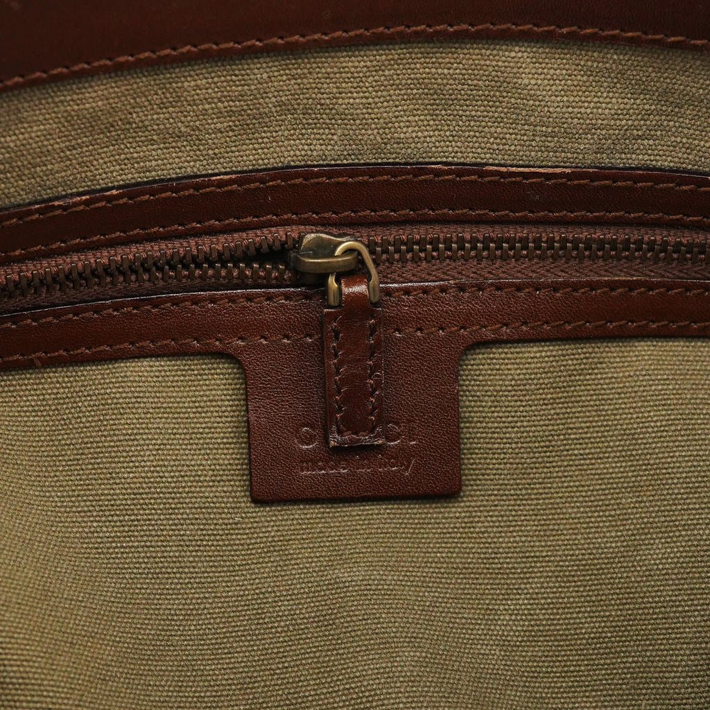 2003 Khaki Canvas Bamboo Tote Bag
