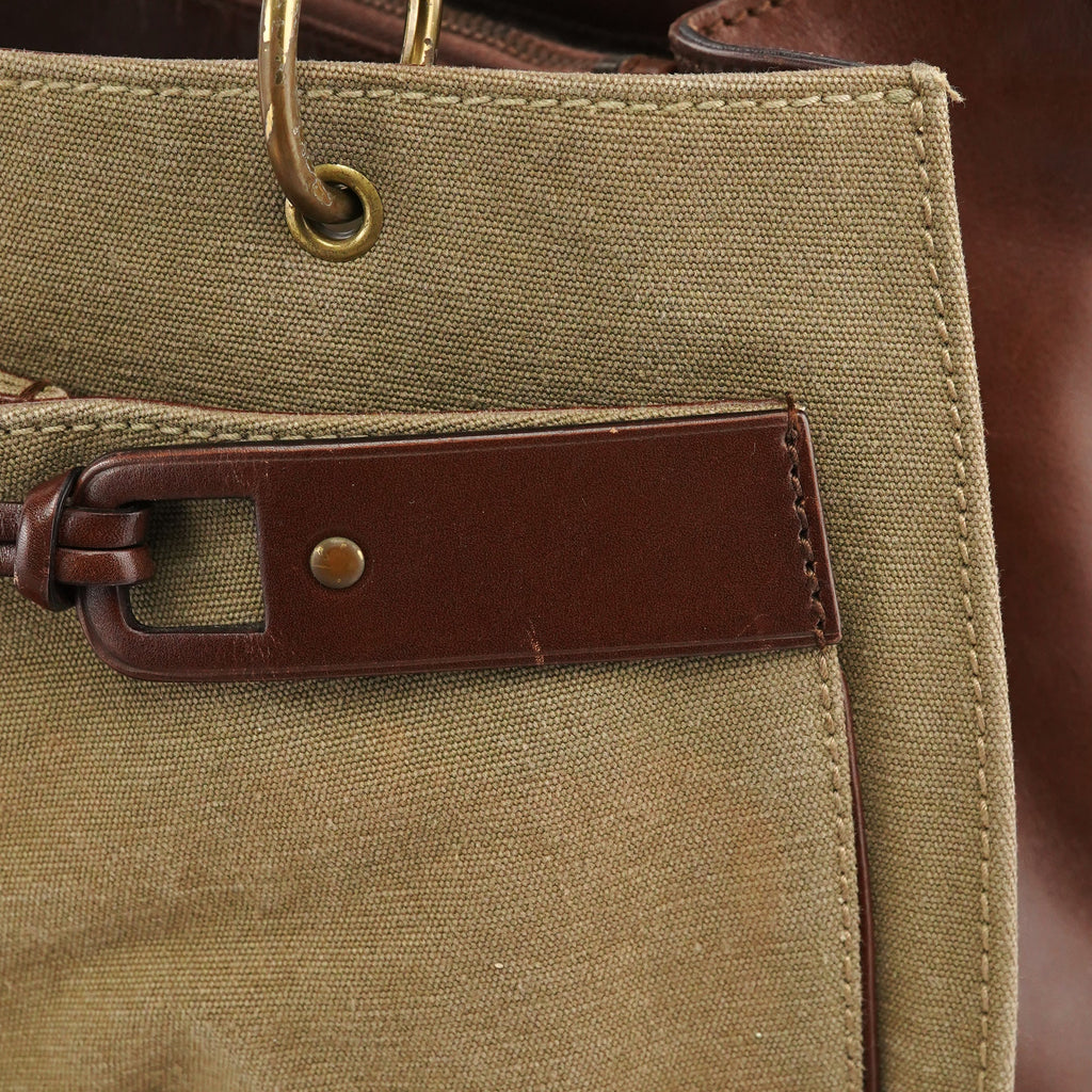 2003 Khaki Canvas Bamboo Tote Bag