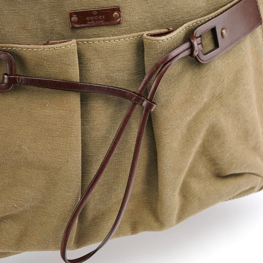 2003 Khaki Canvas Bamboo Tote Bag