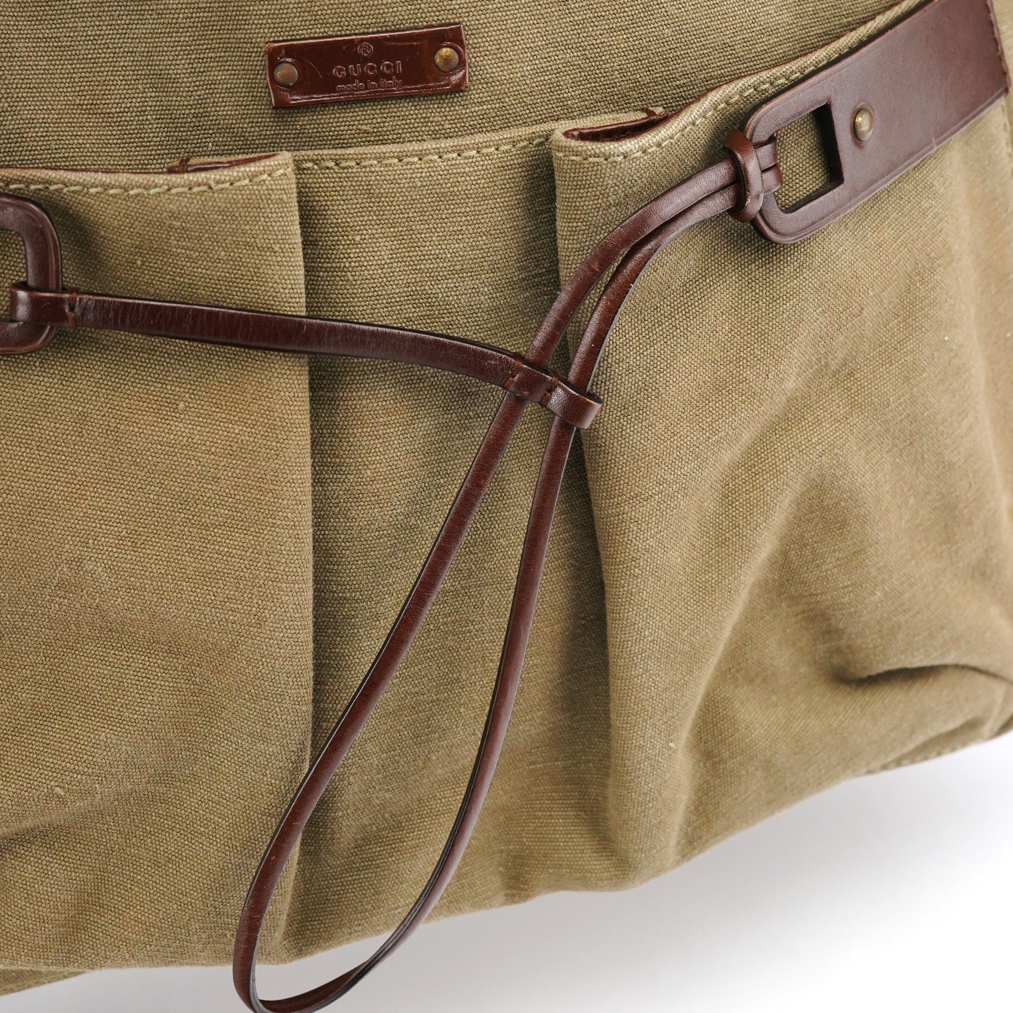 2003 Khaki Canvas Bamboo Tote Bag