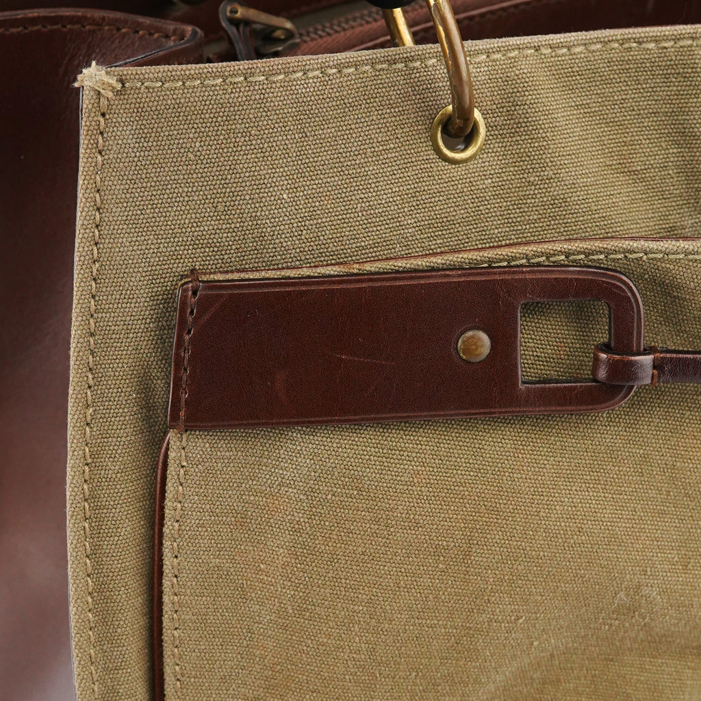 2003 Khaki Canvas Bamboo Tote Bag