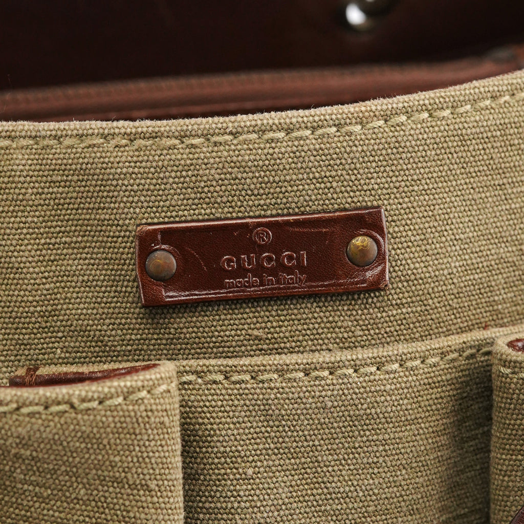 2003 Khaki Canvas Bamboo Tote Bag