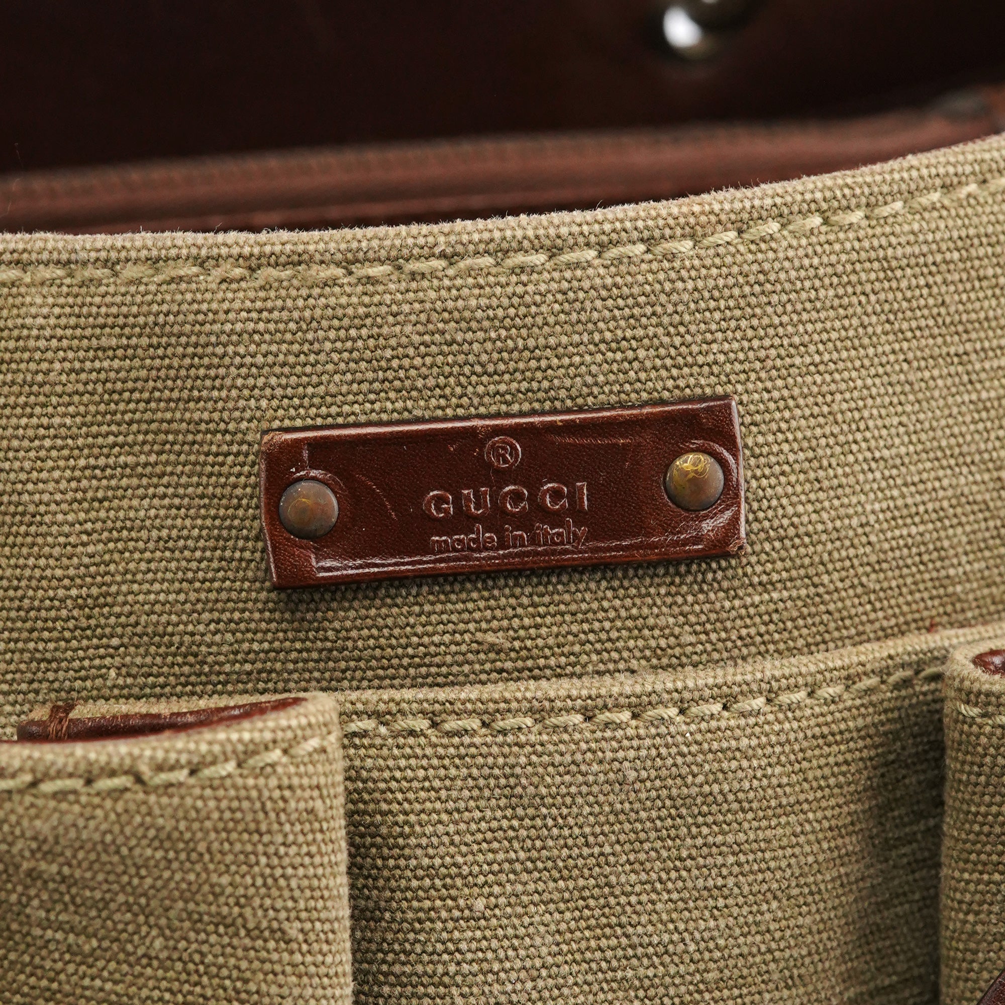 2003 Khaki Canvas Bamboo Tote Bag