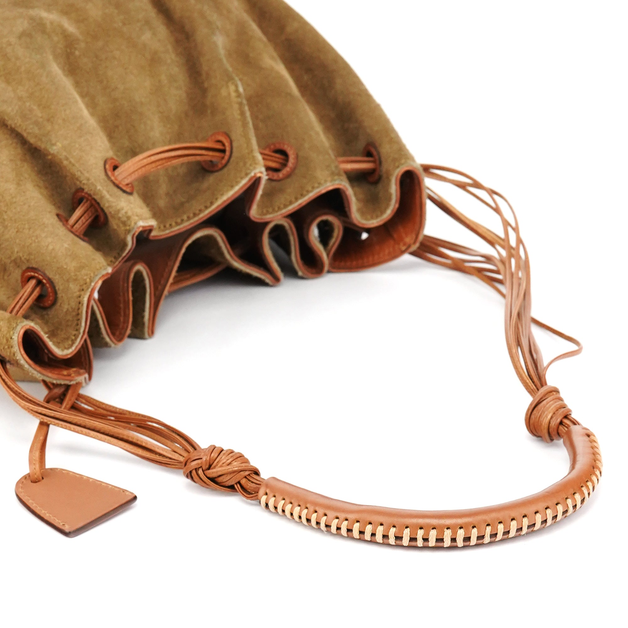2003 Khaki Suede Drawstring Shoulder Bag