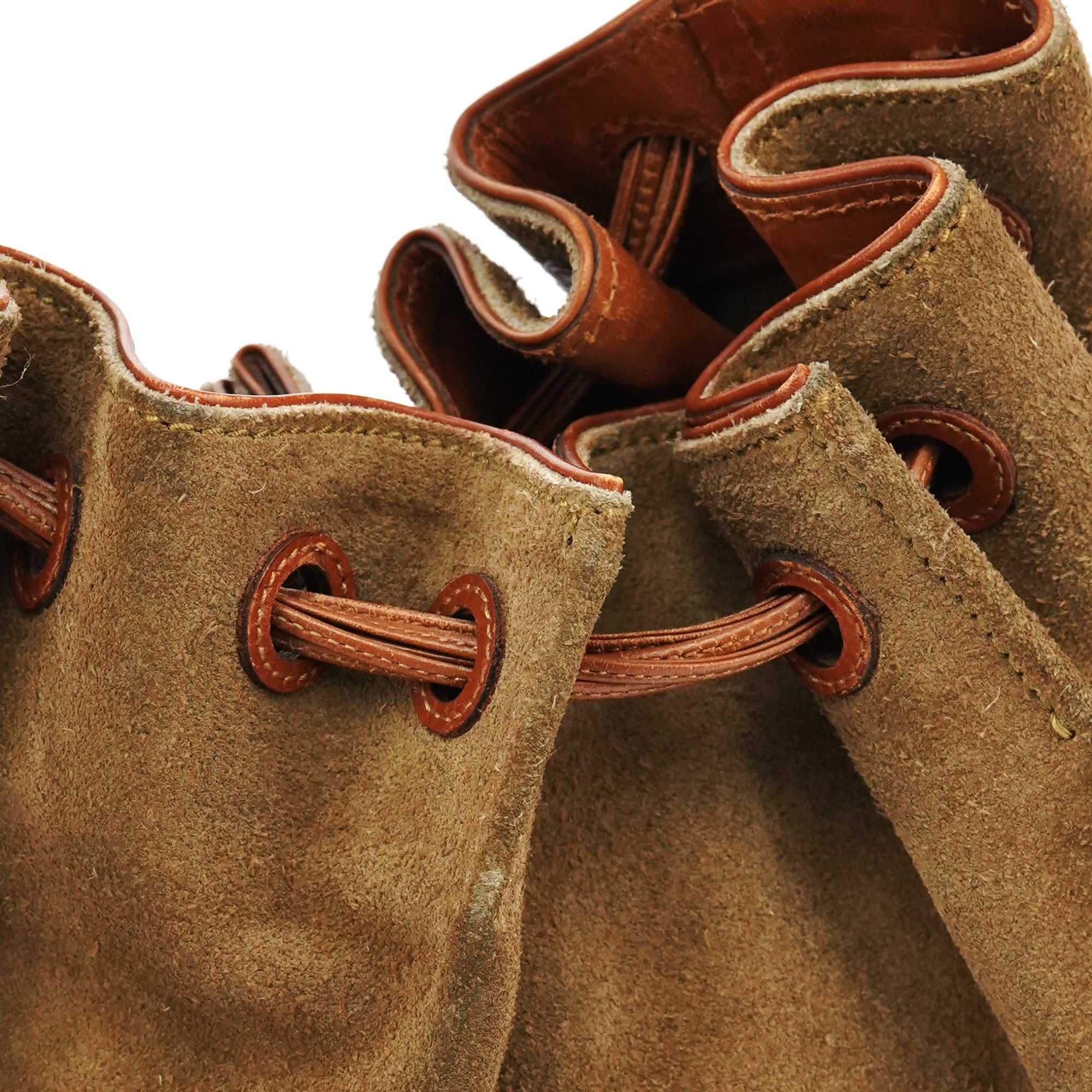 2003 Khaki Suede Drawstring Shoulder Bag