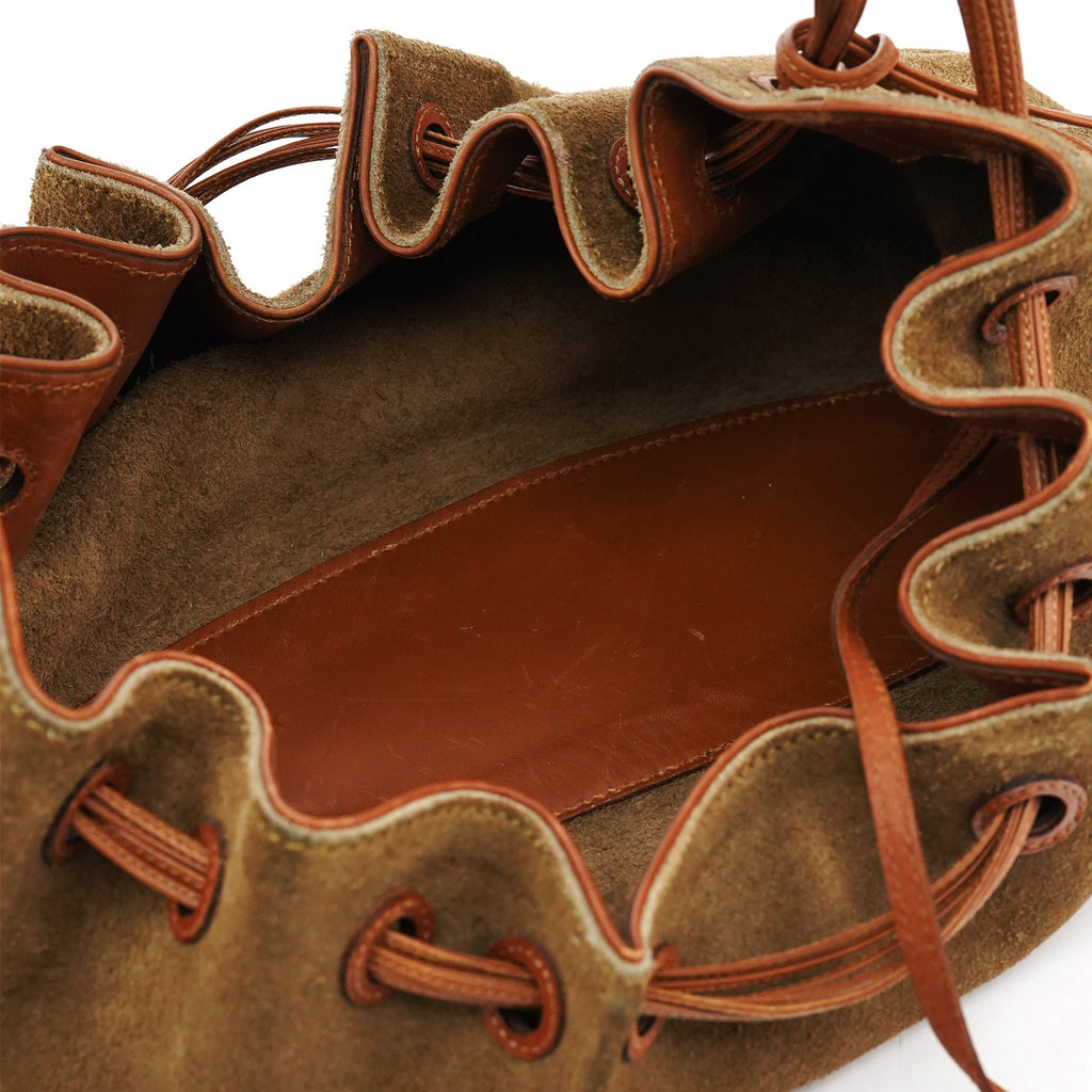 2003 Khaki Suede Drawstring Shoulder Bag