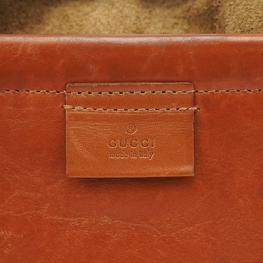 2003 Khaki Suede Drawstring Shoulder Bag