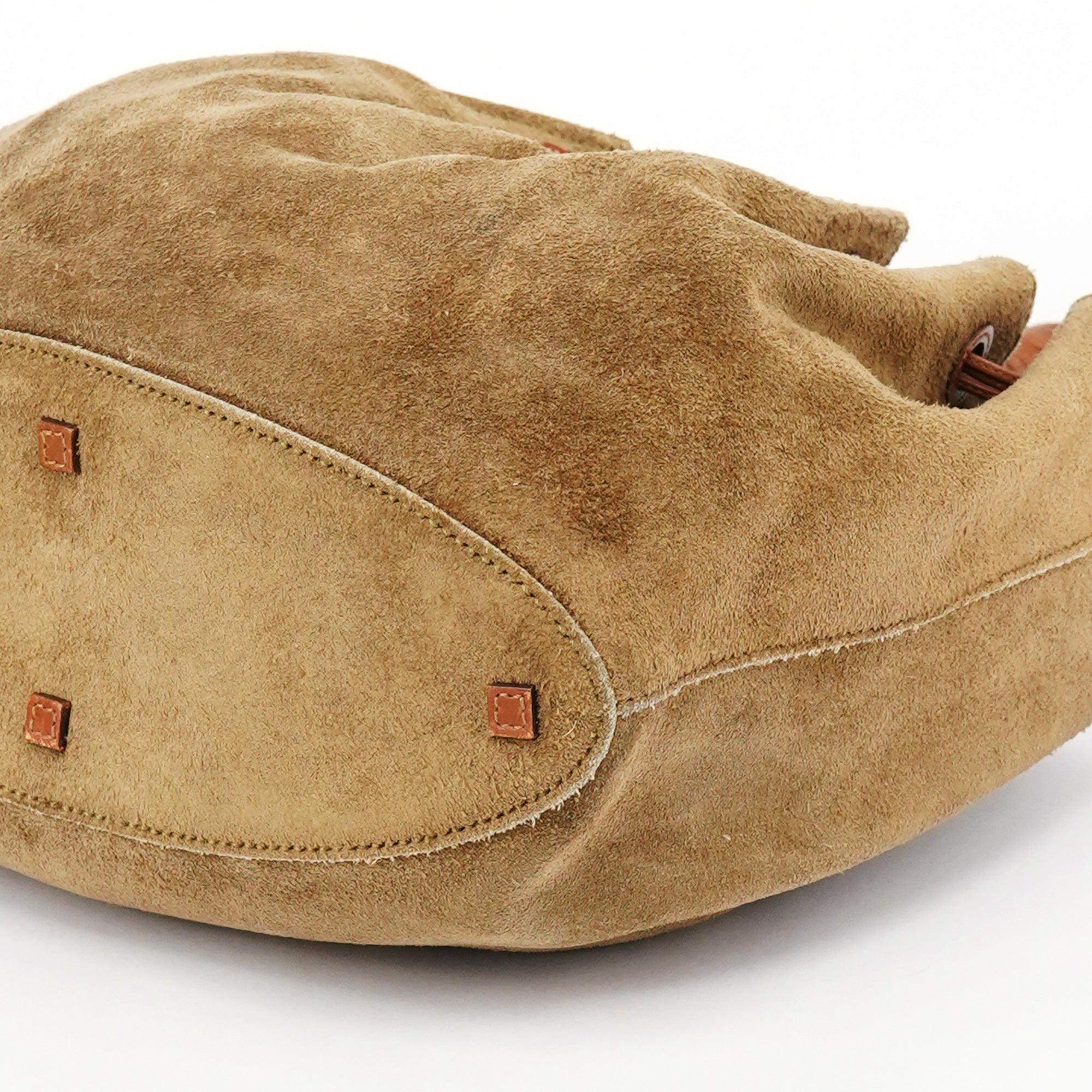2003 Khaki Suede Drawstring Shoulder Bag
