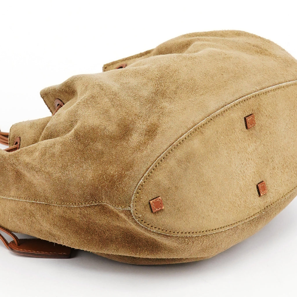 2003 Khaki Suede Drawstring Shoulder Bag