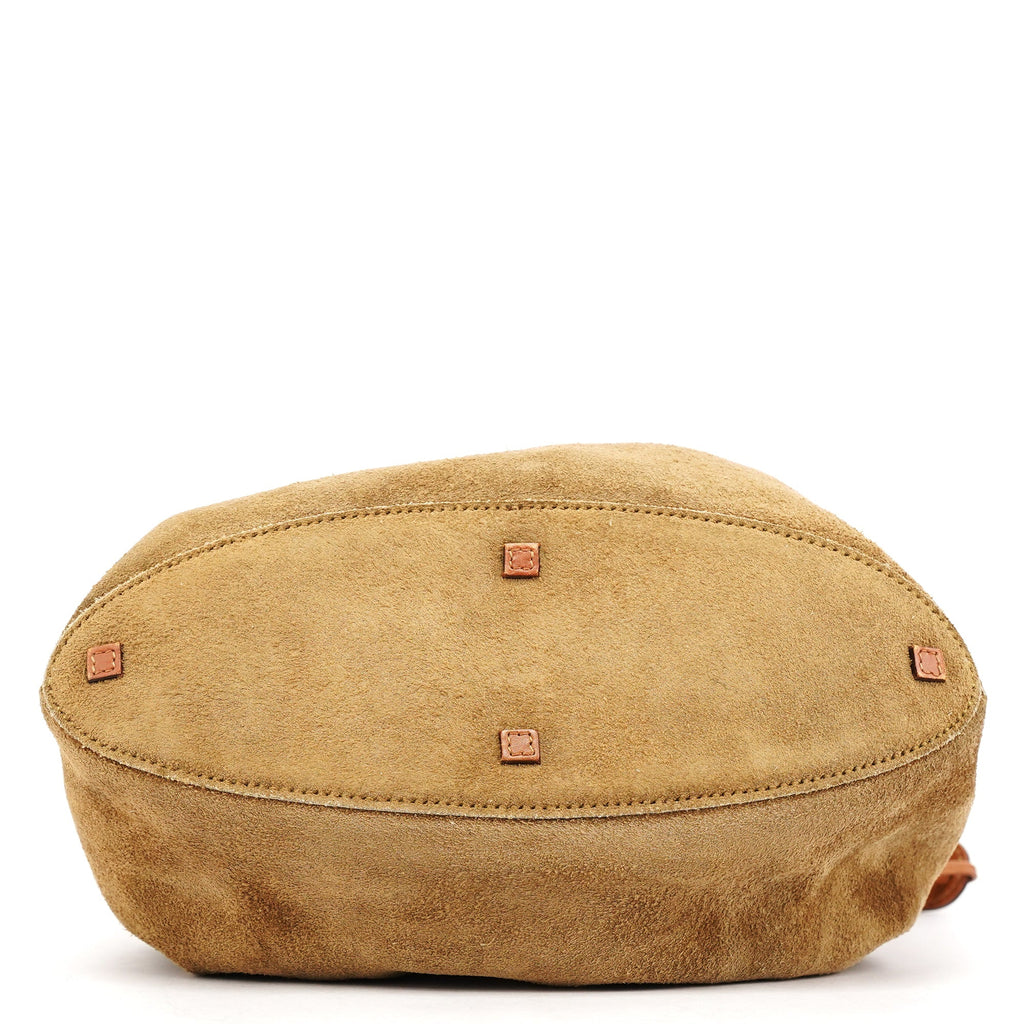 2003 Khaki Suede Drawstring Shoulder Bag