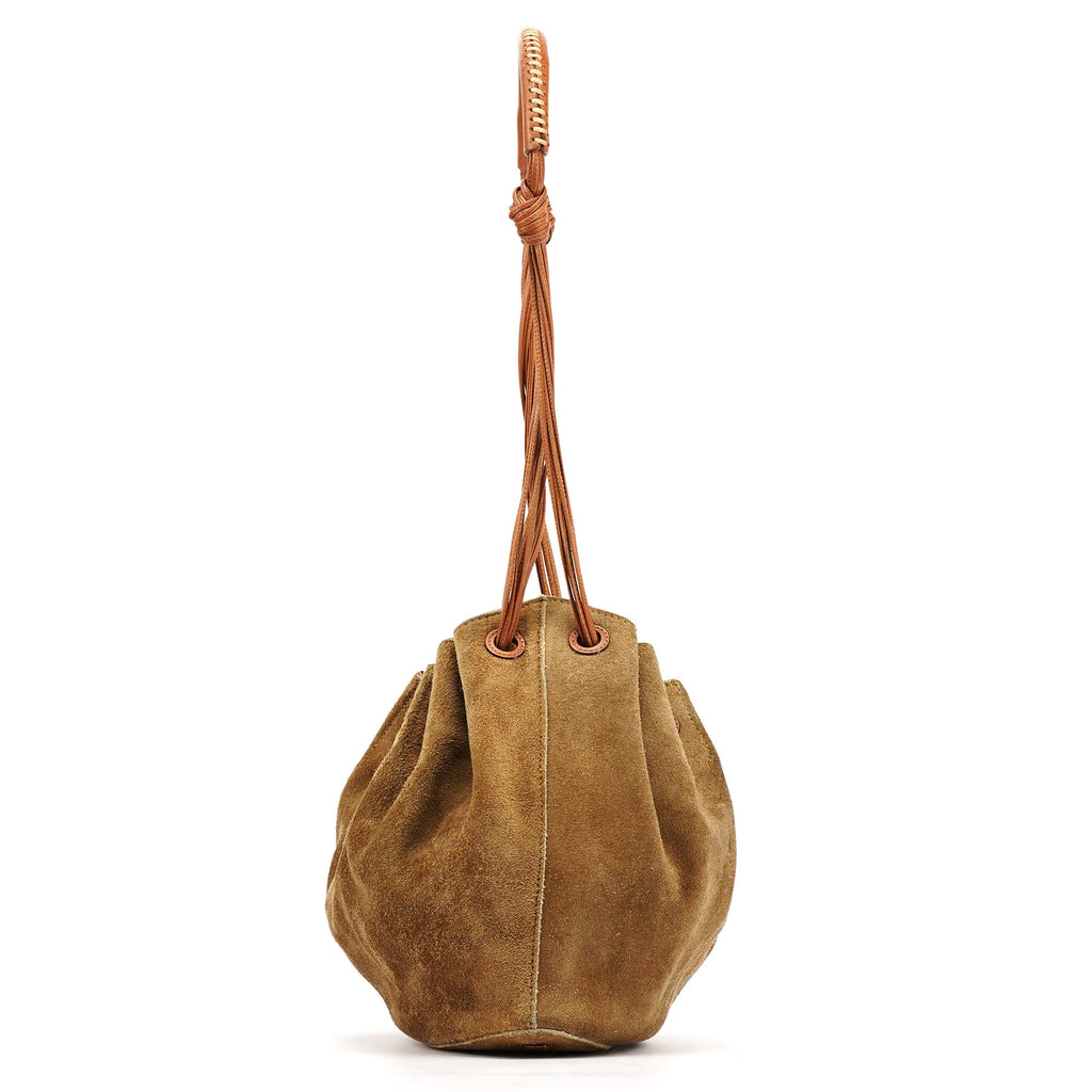 2003 Khaki Suede Drawstring Shoulder Bag