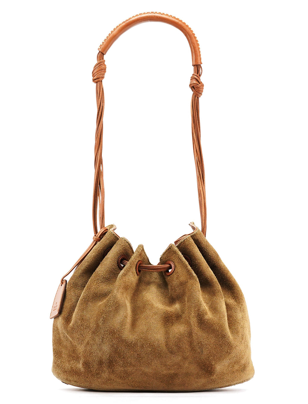 2003 Khaki Suede Drawstring Shoulder Bag