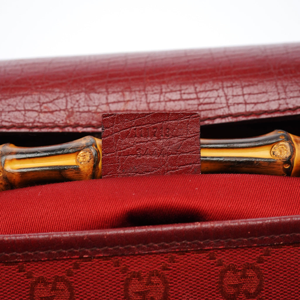 2003 Red GG Bamboo Shoulder Bag