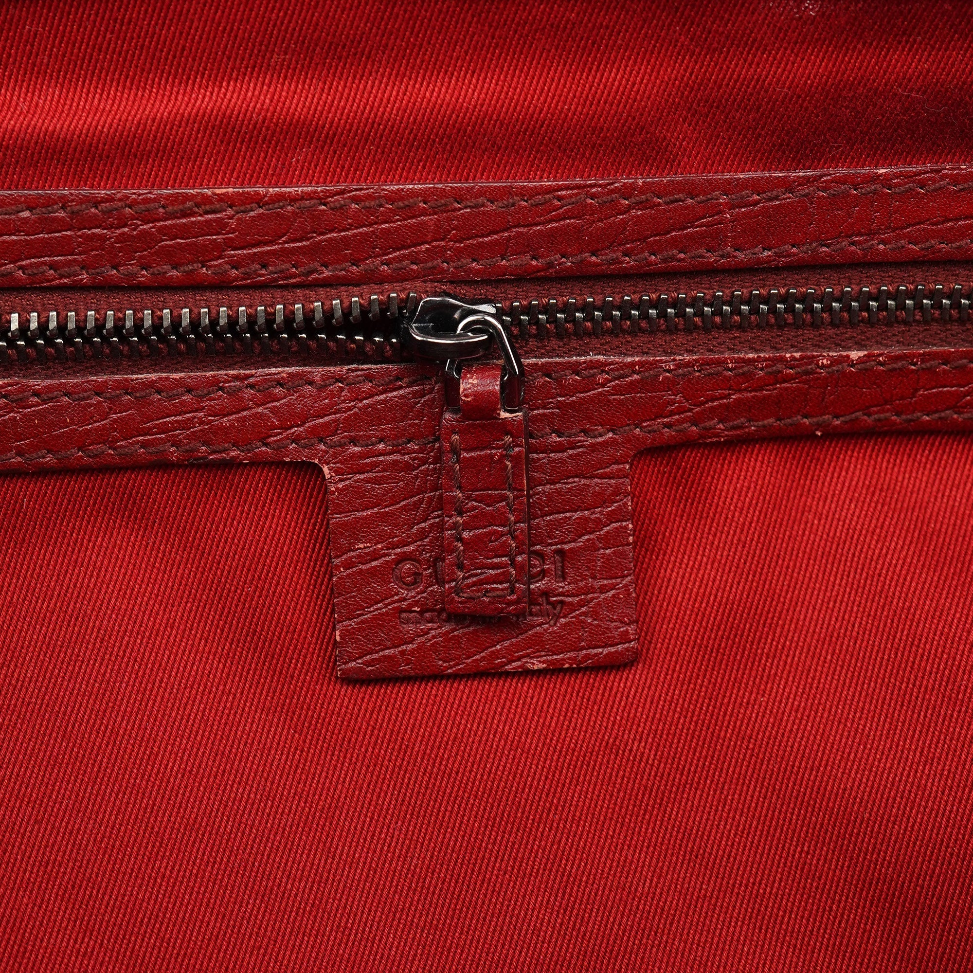 2003 Red GG Bamboo Shoulder Bag