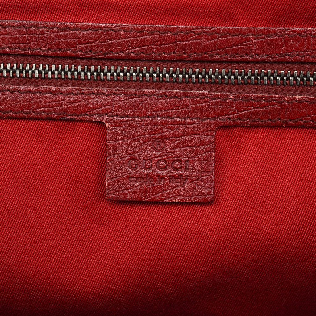 2003 Red GG Bamboo Shoulder Bag