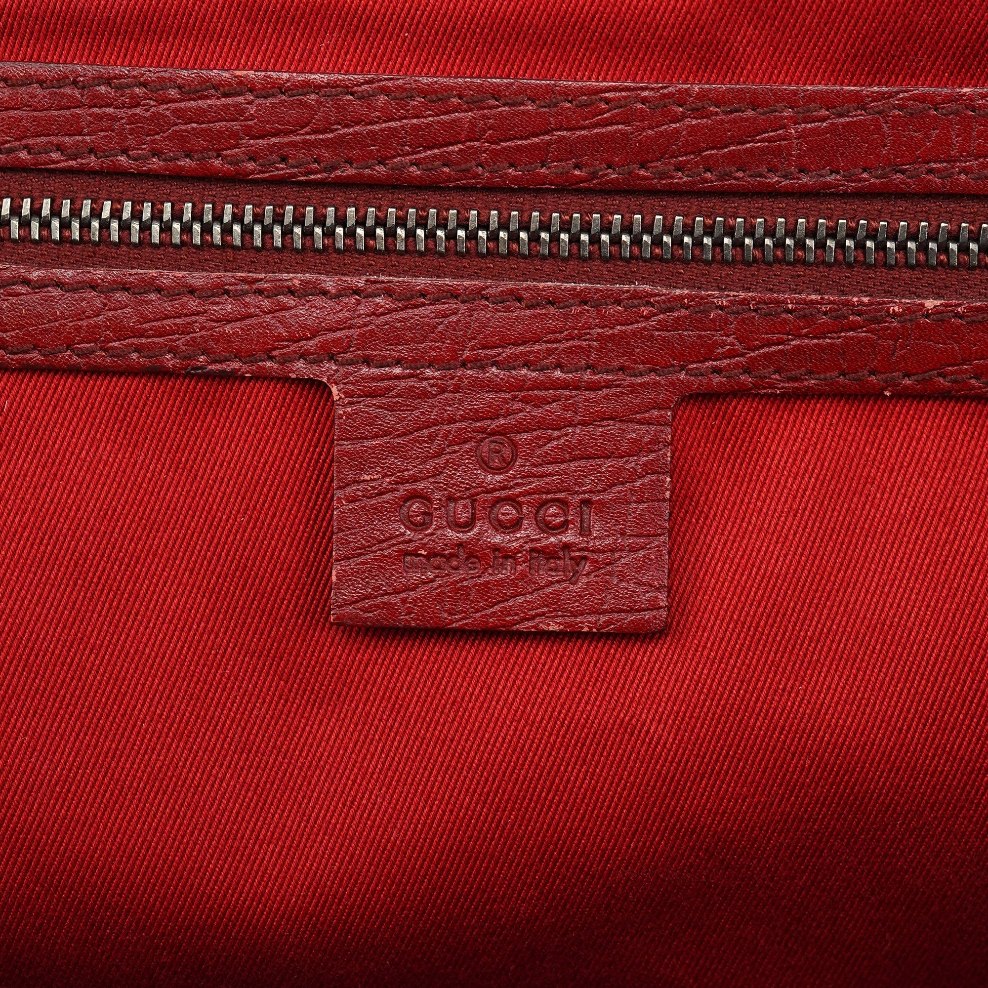 2003 Red GG Bamboo Shoulder Bag