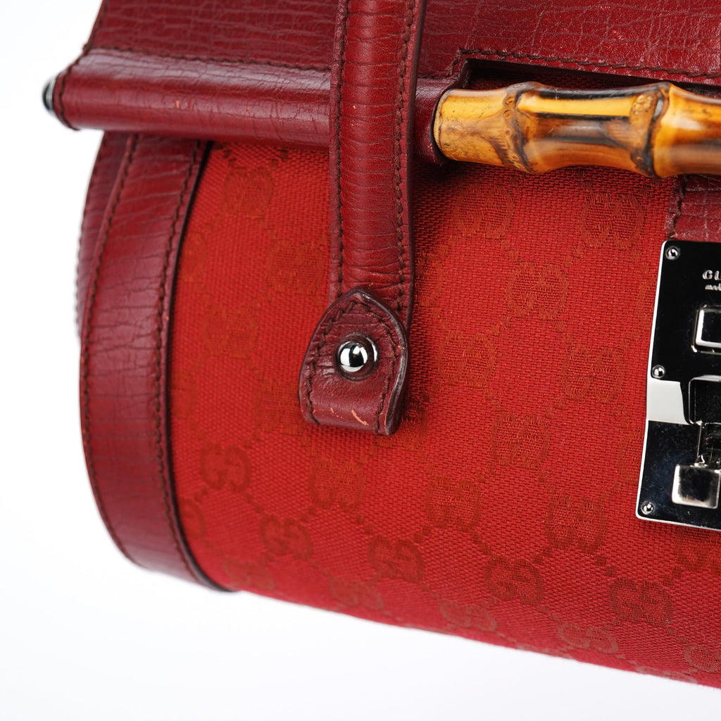 2003 Red GG Bamboo Shoulder Bag