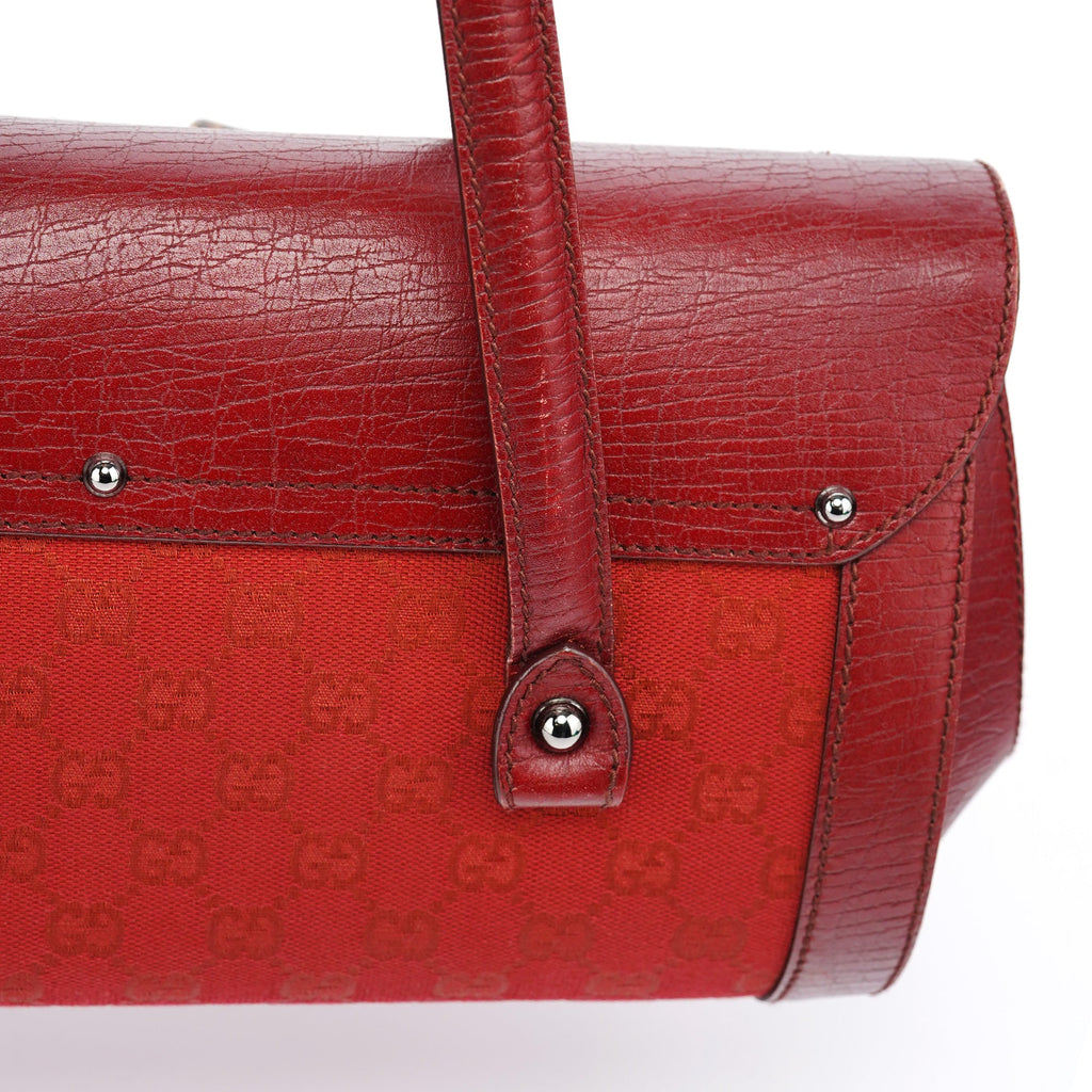 2003 Red GG Bamboo Shoulder Bag