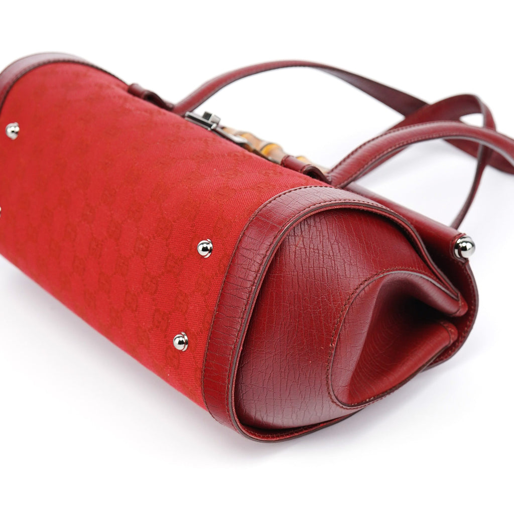 2003 Red GG Bamboo Shoulder Bag