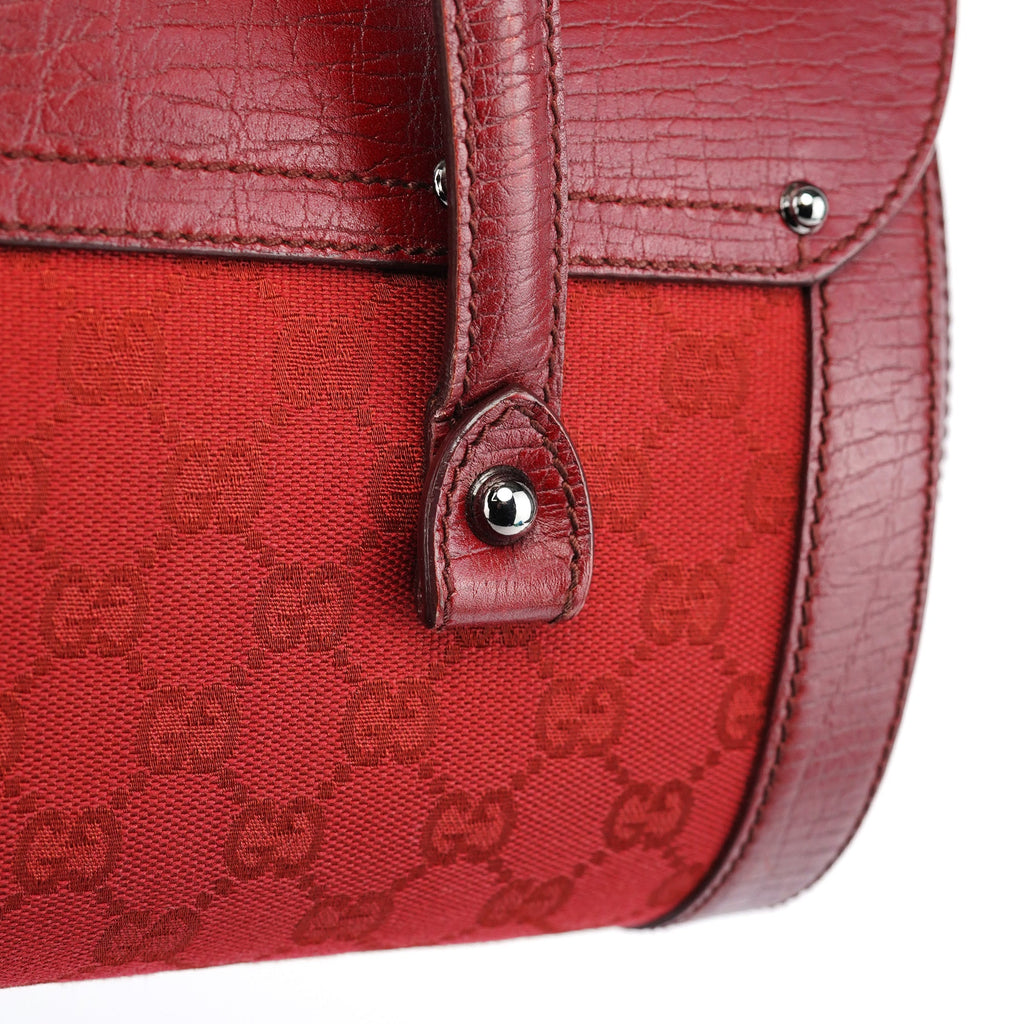 2003 Red GG Bamboo Shoulder Bag