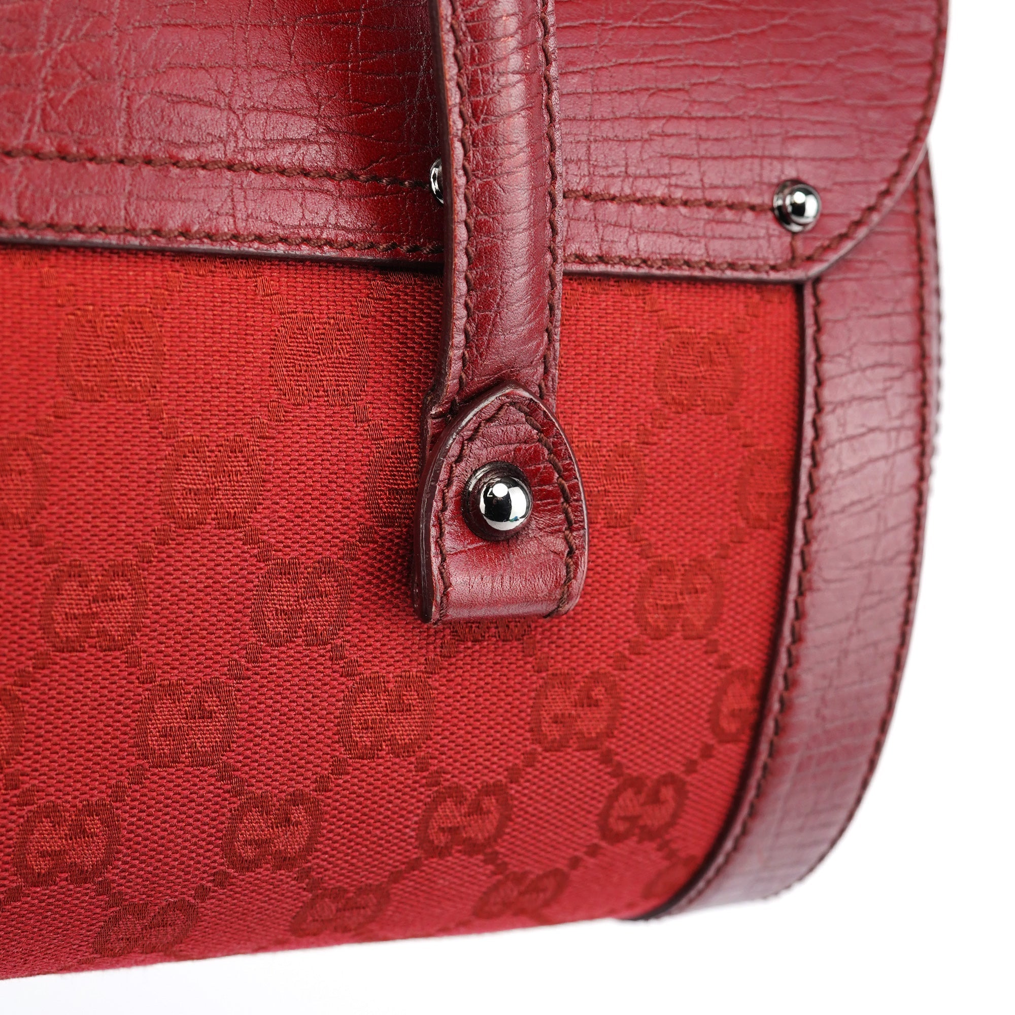 2003 Red GG Bamboo Shoulder Bag