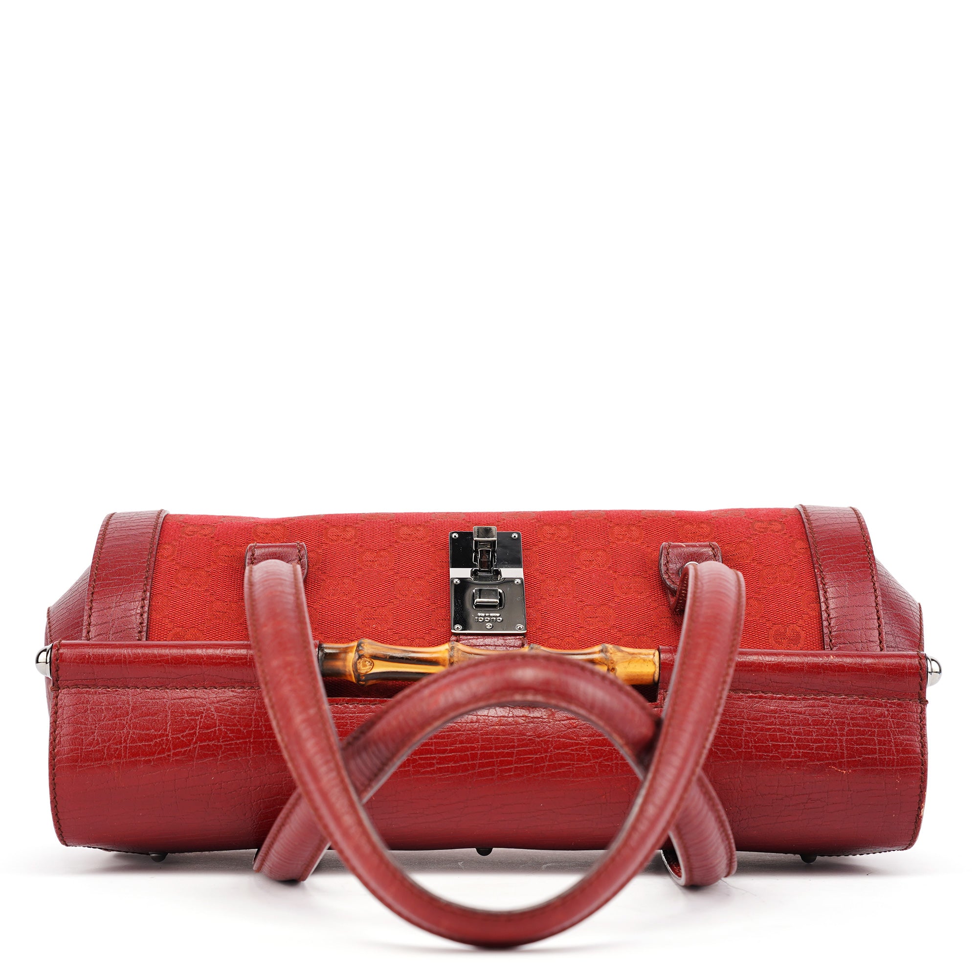 2003 Red GG Bamboo Shoulder Bag