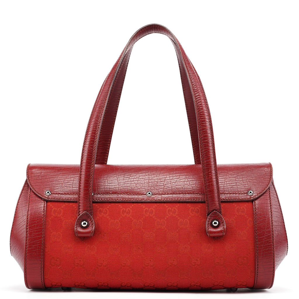2003 Red GG Bamboo Shoulder Bag