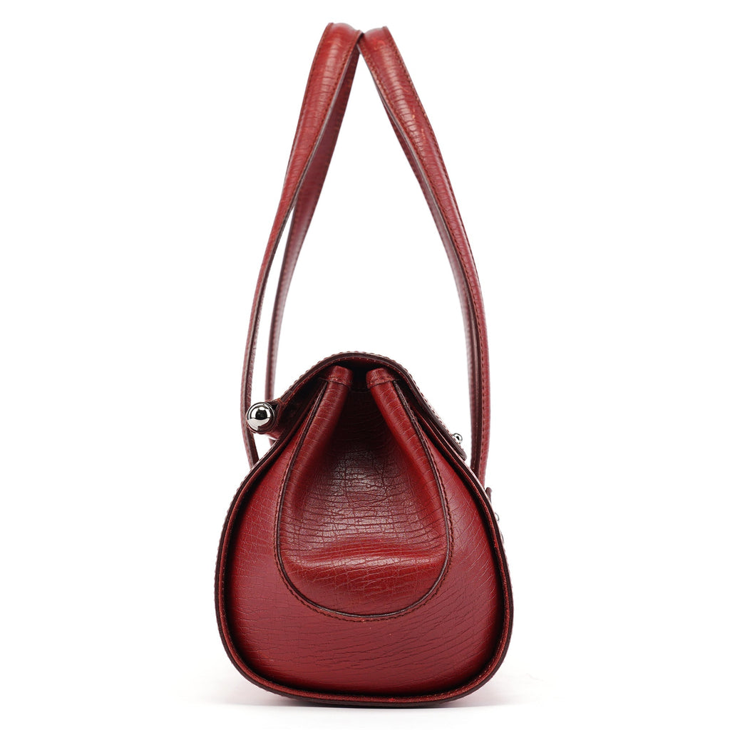 2003 Red GG Bamboo Shoulder Bag