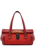 2003 Red GG Bamboo Shoulder Bag