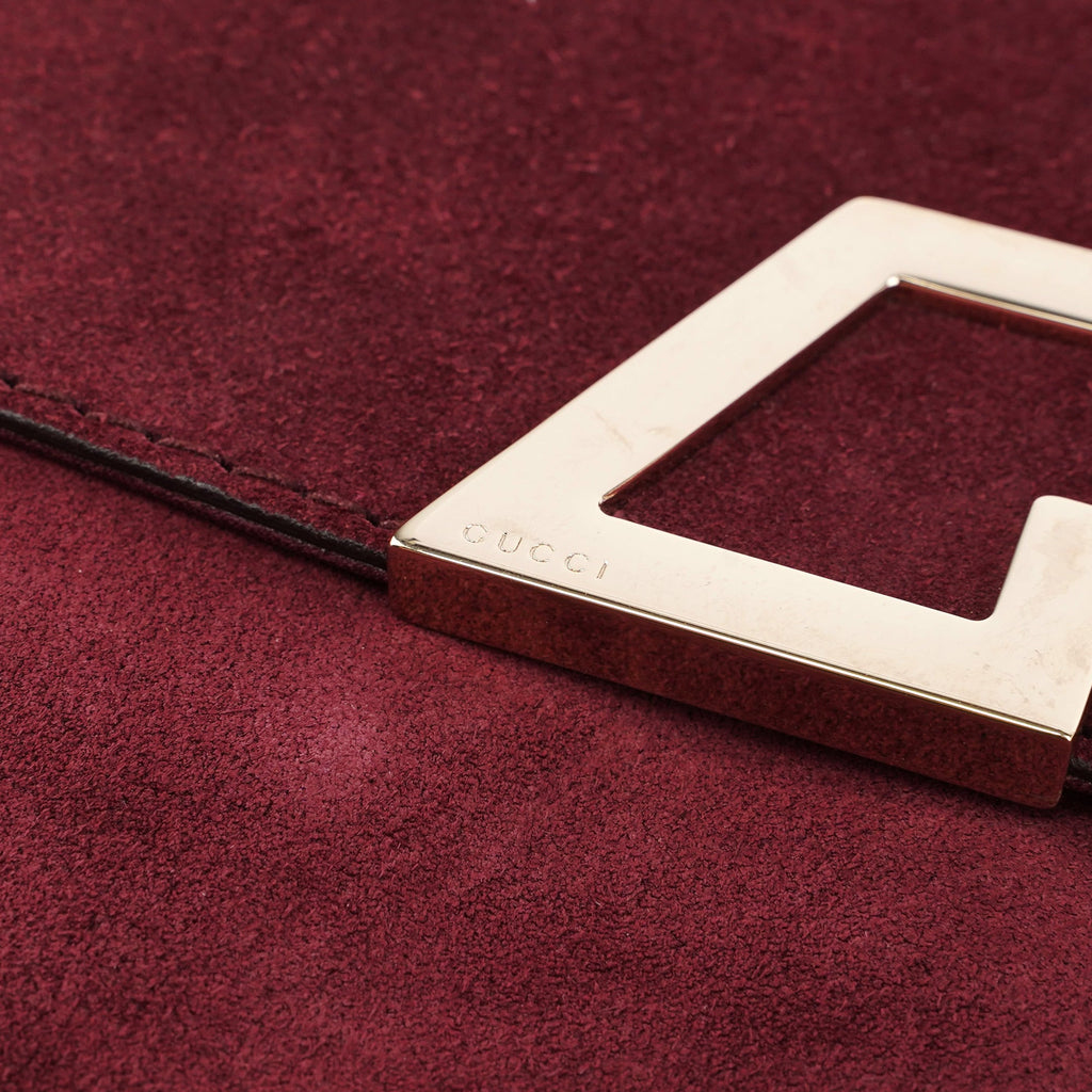 248045 Burgundy Suede GG Shoulder Bag