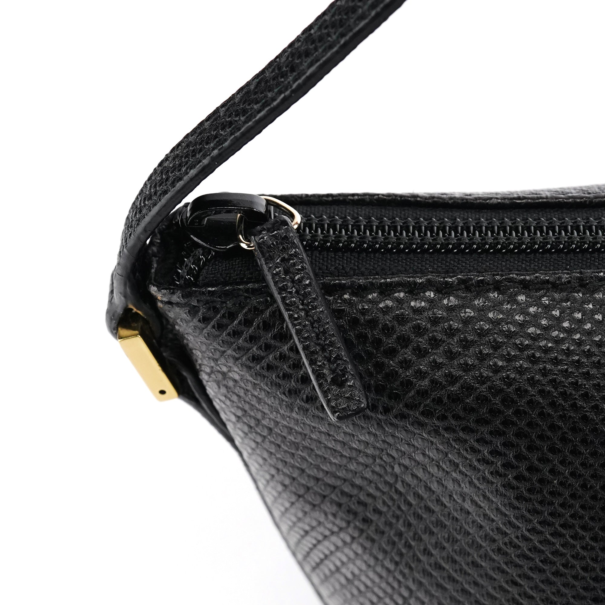 250001 Black Lizard Embossed Boat Pochette