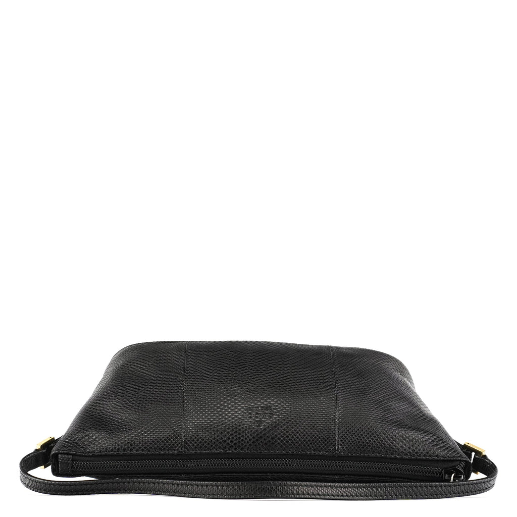250001 Black Lizard Embossed Boat Pochette