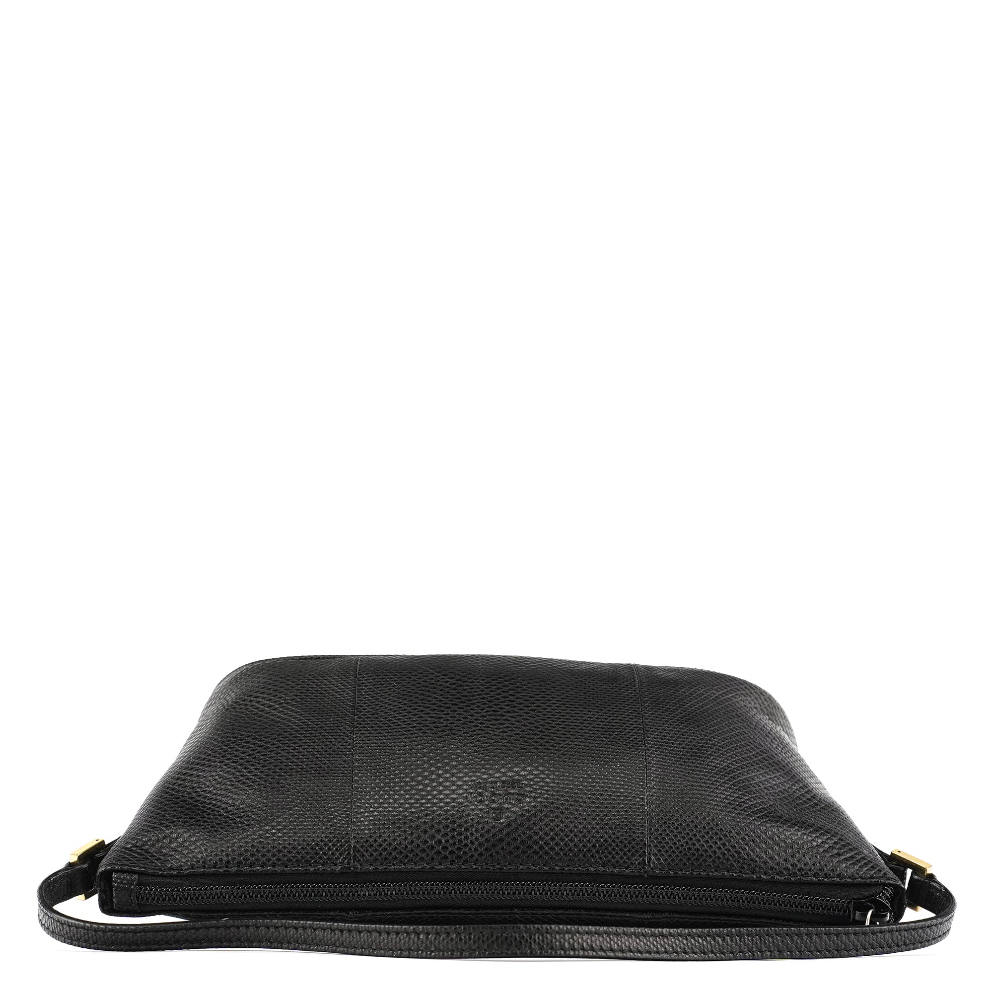 250001 Black Lizard Embossed Boat Pochette