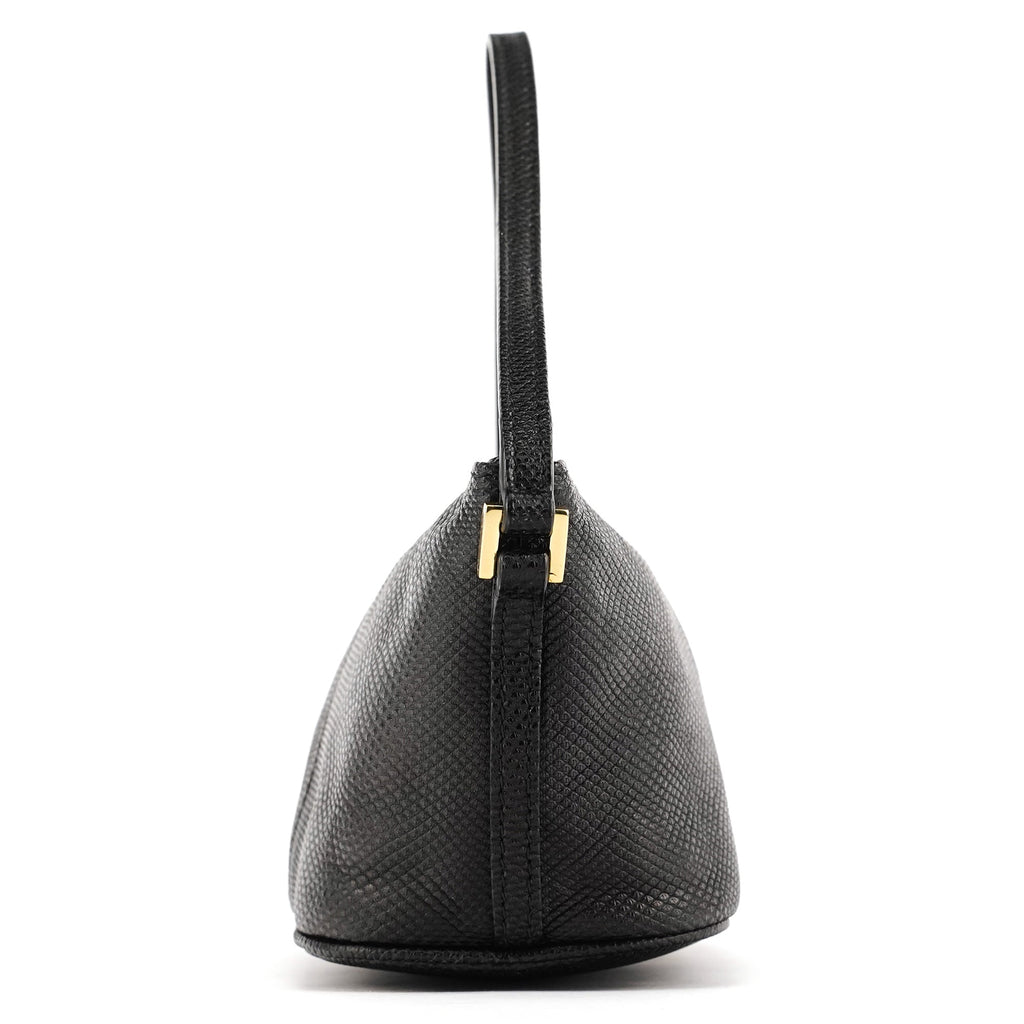 250001 Black Lizard Embossed Boat Pochette