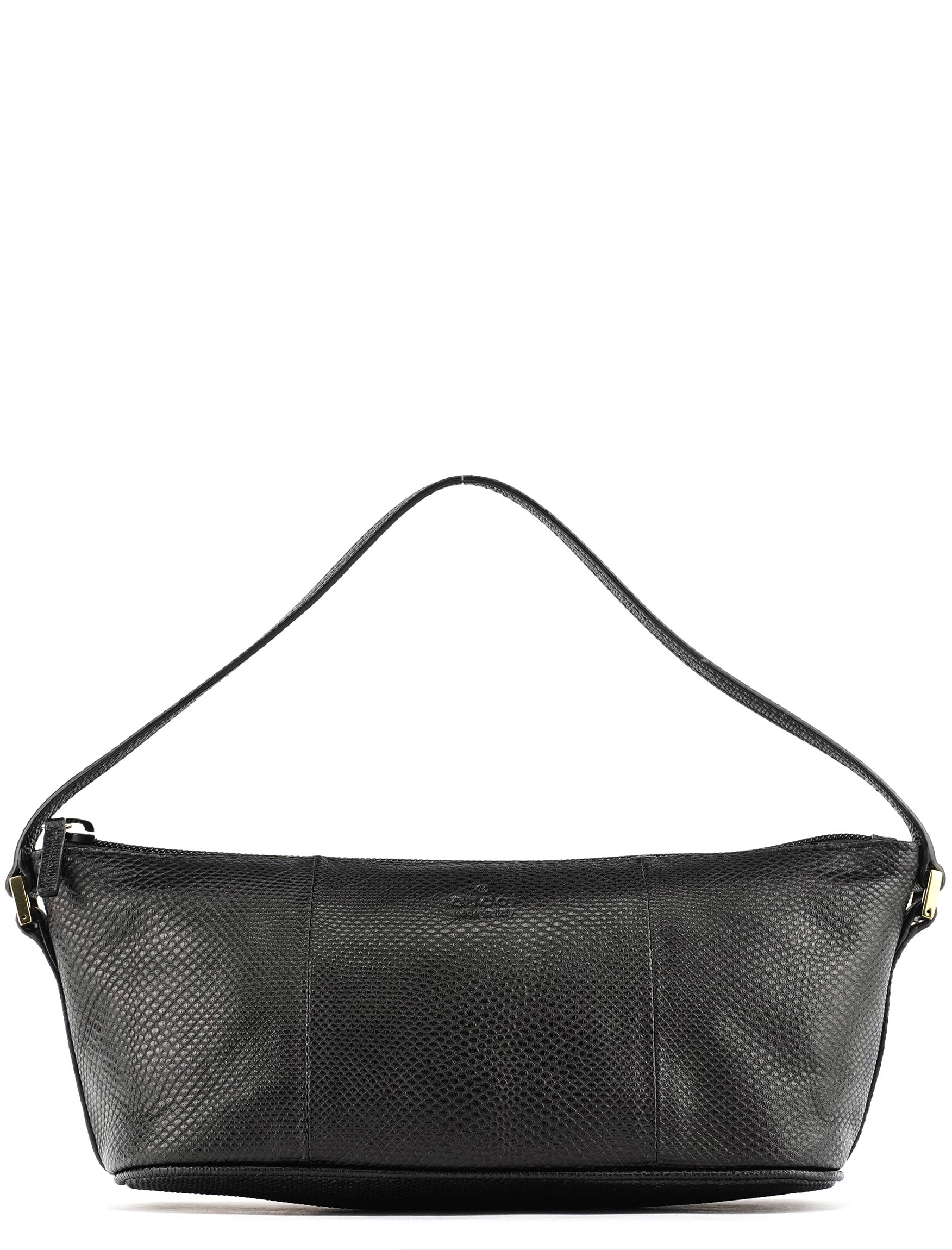 250001 Black Lizard Embossed Boat Pochette