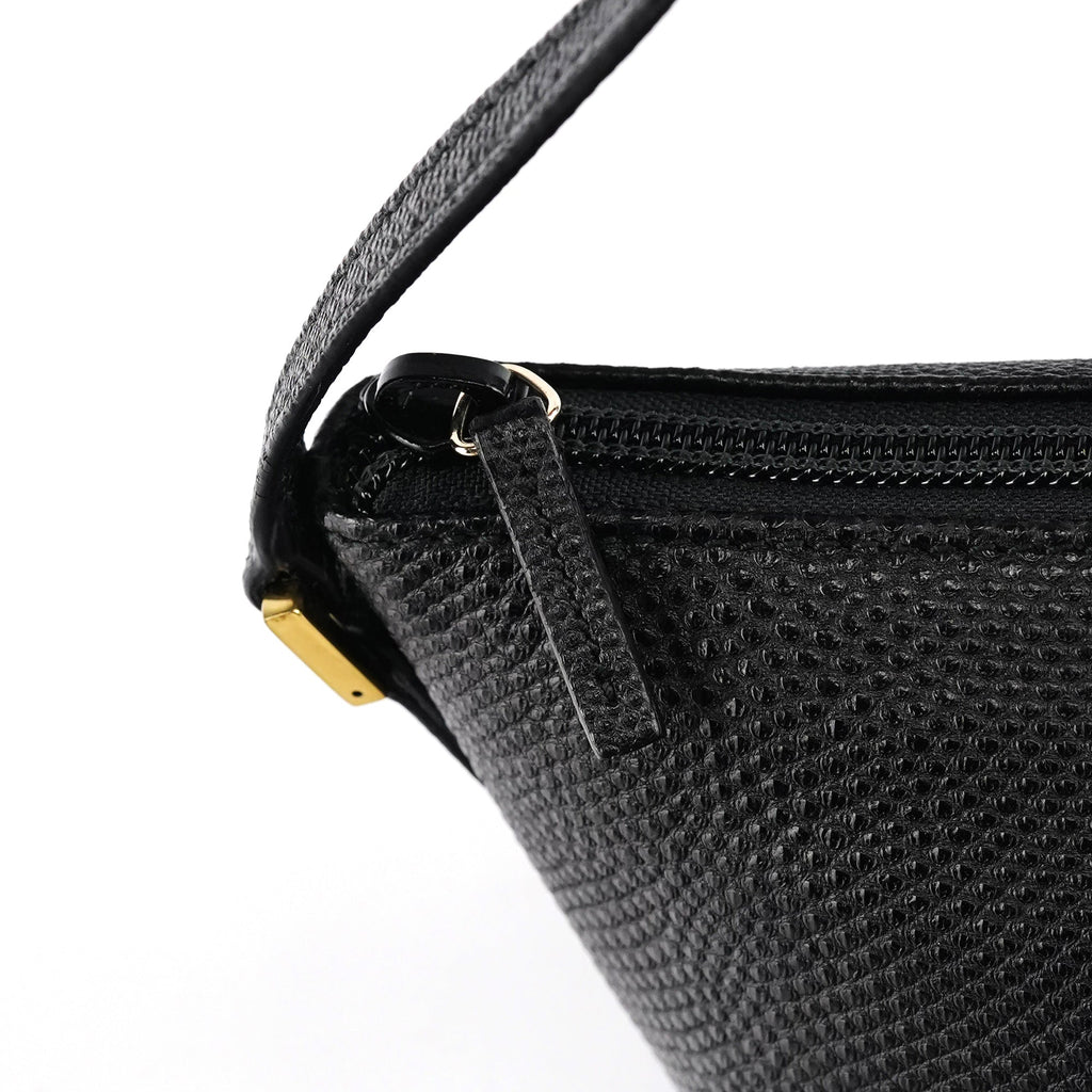 250001 Black Lizard Embossed Boat Pochette
